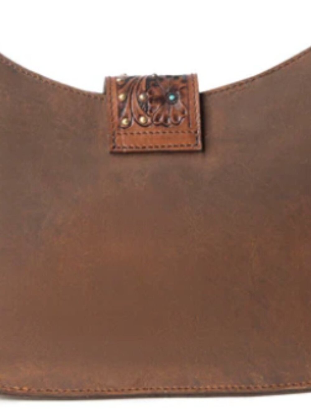 Myra Santa Fe Hand Tooled hair on Leather studded Crossbody Brown NWT - Picture 2 of 4